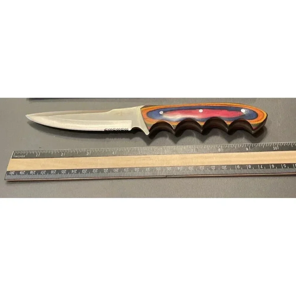 Blackhills Steel Frostwood Wood Hunter Bowie 9.5” Hunting Knife Nylon Sheath NEW